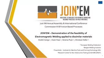JOINEM  Demonstration of the feasibility of  Electromagnetic Welding applied to dissimilar