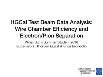 HGCal Test Beam Data Analysis:  Wire Chamber Efficiency and  Electron/Pion Separation Wihan Adi -