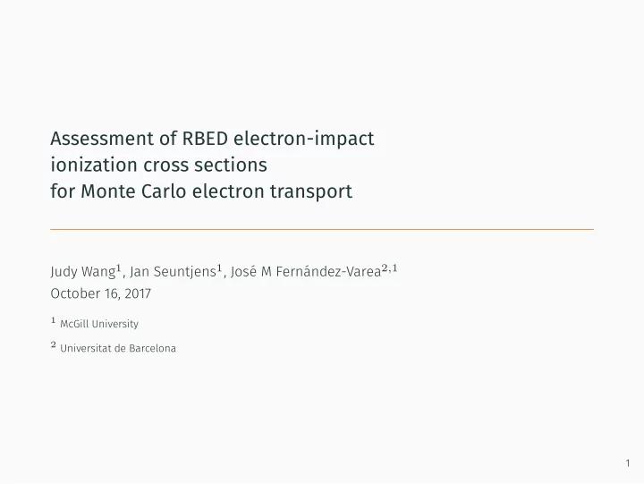 assessment of rbed electron impact ionization cross