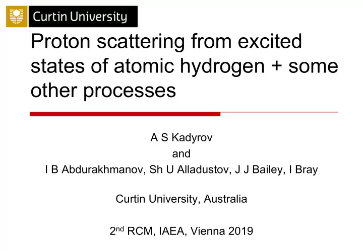 proton scattering from excited states of atomic hydrogen