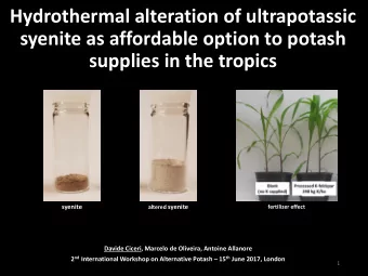 Hydrothermal alteration of ultrapotassic  syenite as affordable option to potash  supplies in the