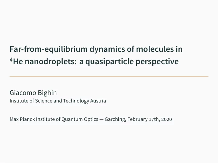 far from equilibrium dynamics of molecules in 4 he