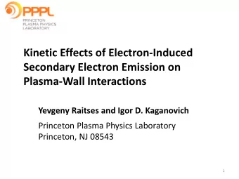Plasma-Wall Interactions  Yevgeny Raitses and Igor D. Kaganovich  Princeton Plasma Physics
