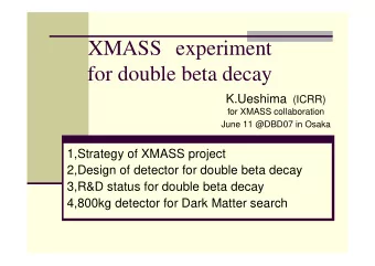 XMASS experiment  for double beta decay K.Ueshima (ICRR)  for XMASS collaboration  June 11 @DBD07