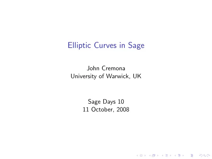 elliptic curves in sage