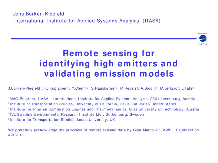 rem ote sensing for identifying high em itters and
