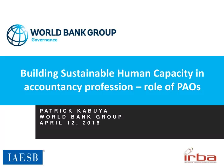 building sustainable human capacity in