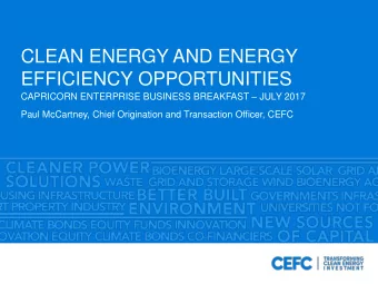 CLEAN ENERGY AND ENERGY  EFFICIENCY OPPORTUNITIES CAPRICORN ENTERPRISE BUSINESS BREAKFAST  JULY