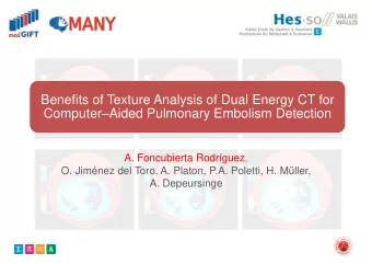 Computer  Aided Pulmonary Embolism Detection  A. Foncubierta Rodrguez,  O. Jimnez del Toro,