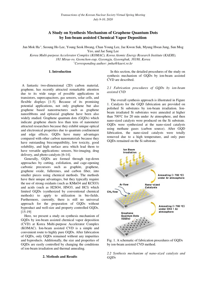 a study on synthesis mechanism of graphene quantum dots