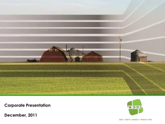 Corporate Presentation  December, 2011  Disclaimer FORWARD LOOKING INFORMATION: This presentation