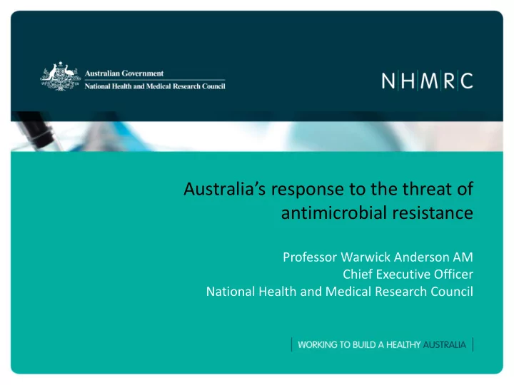 professor warwick anderson am chief executive officer