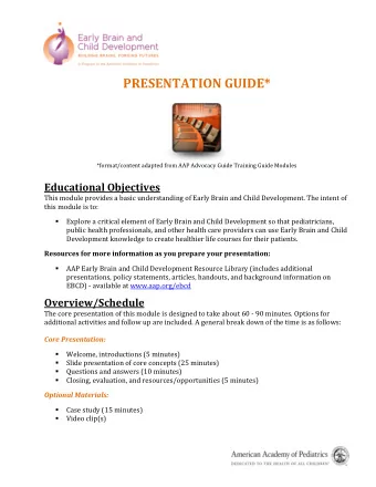 PRESENTATION GUIDE*  *format/content adapted from AAP Advocacy Guide Training Guide Modules