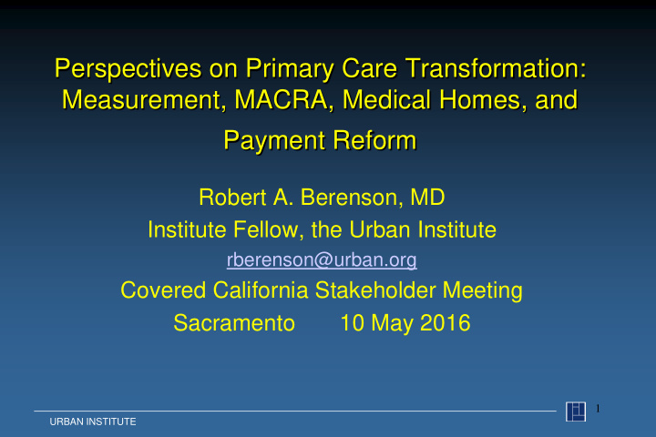 perspectives on primary care transformation