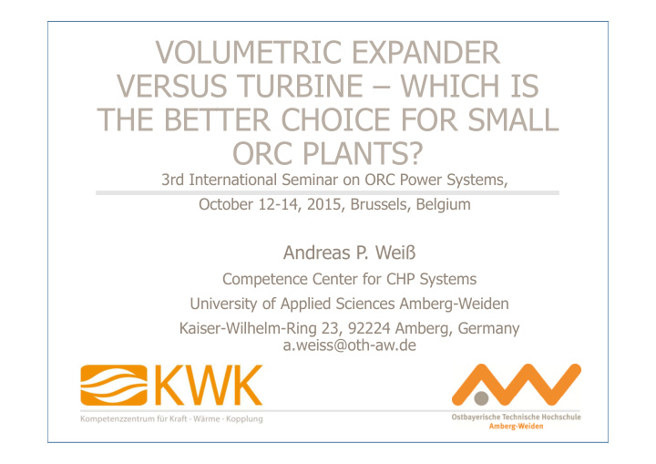 volumetric expander versus turbine which is the better