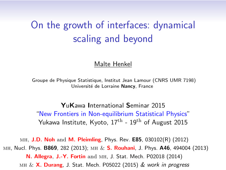 on the growth of interfaces dynamical scaling and beyond