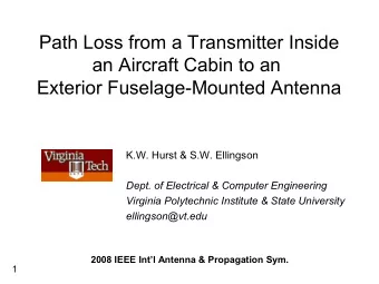 Path Loss from a Transmitter Inside  an Aircraft Cabin to an  Exterior Fuselage-Mounted Antenna