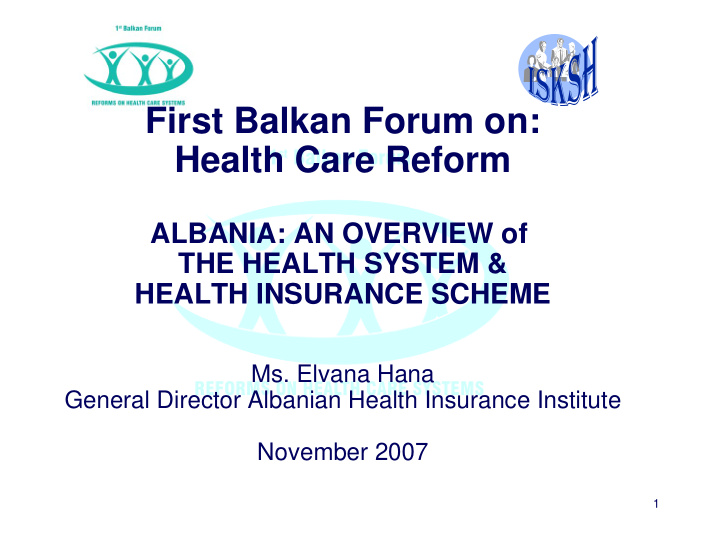 first balkan forum on health care reform