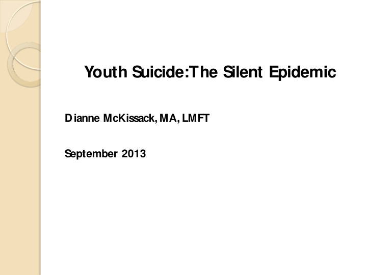 youth suicide the silent epidemic