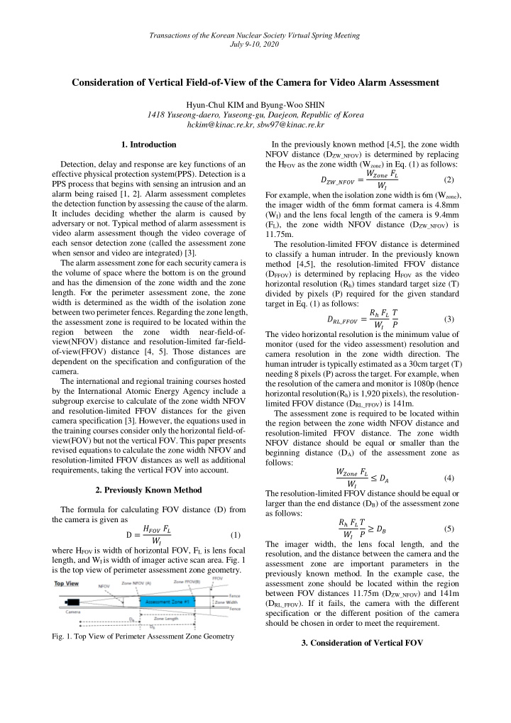 consideration of vertical field of view of the camera for