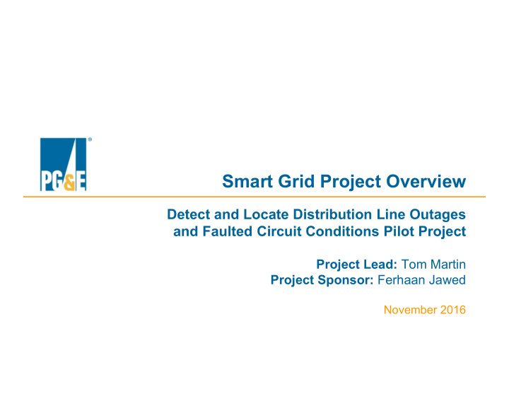 smart grid project overview