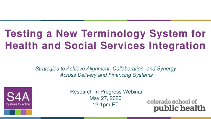 testing a new terminology system for health and social