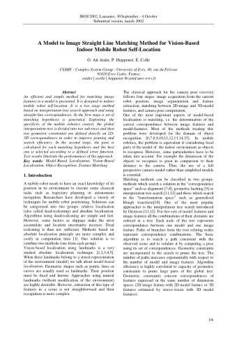 A Model to Image Straight Line Matching Method for Vision-Based  Indoor Mobile Robot Self-Location