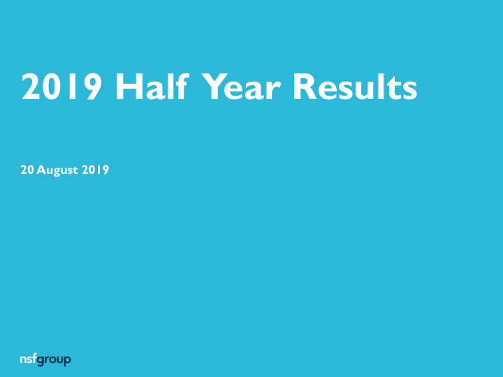 2019 half year results