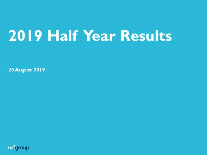 2019 half year results