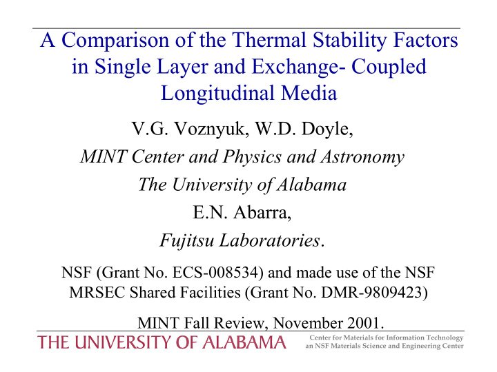 a comparison of the thermal stability factors in single