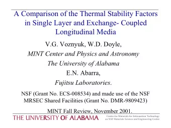 A Comparison of the Thermal Stability Factors  in Single Layer and Exchange- Coupled  Longitudinal
