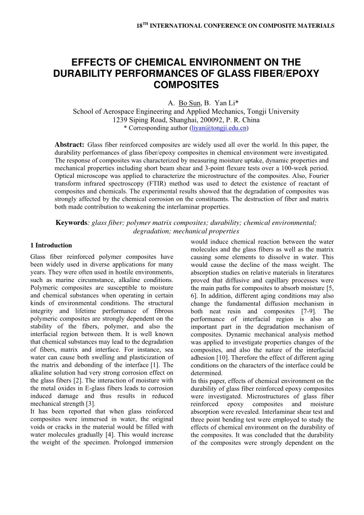 effects of chemical environment on the durability