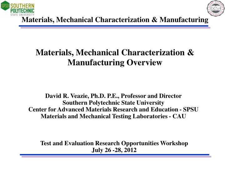 materials mechanical characterization manufacturing
