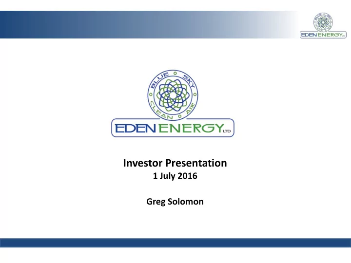 investor presentation