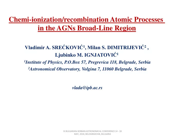 chemi ionization recombination atomic processes in the