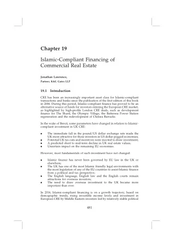 Chapter 19  Islamic-Compliant Financing of  Commercial Real Estate  Jonathan Lawrence,  Partner,