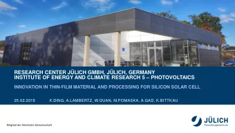 RESEARCH CENTER JLICH GMBH, JLICH, GERMANY INSTITUTE OF ENERGY AND CLIMATE RESEARCH 5