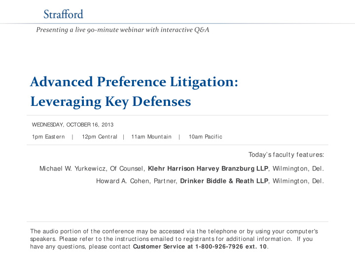 advanced preference litigation leveraging key defenses