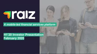 H120 Investor Presentation  February 2020  Agenda Raiz Overview &amp; H120 Highlights  1  3