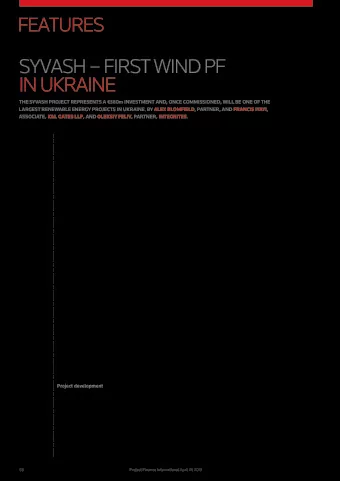 SYVASH  FIRST WIND PF  IN UKRAINE  THE SYVASH PROJECT REPRESENTS A 380m INVESTMENT AND, ONCE