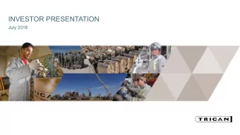 INVESTOR PRESENTATION  July 2018  FORWARD LOOKING STATEMENTS  This document contains statements