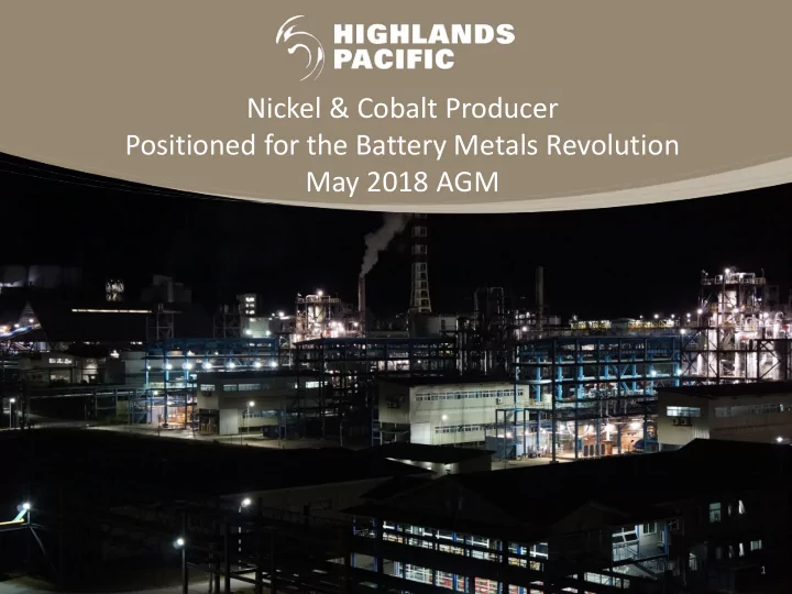 nickel cobalt producer positioned for the battery metals
