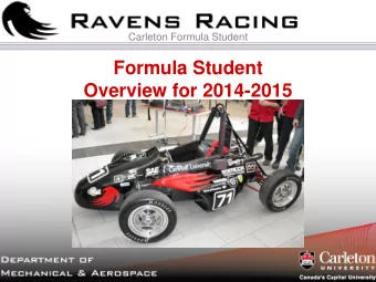 Formula Student  Overview for 2014-2015  Carleton Formula Student  What is Formula Student?