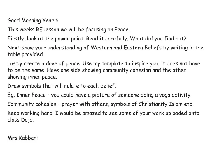 eg inner peace you could have a picture of someone doing
