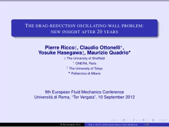 T HE DRAG - REDUCTION OSCILLATING - WALL PROBLEM : NEW INSIGHT AFTER 20 YEARS Pierre Ricco  ,