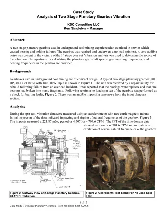 Case Study  Analysis of Two Stage Planetary Gearbox Vibration  KSC Consulting LLC  Ken Singleton