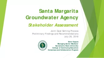 Santa Margarita  Groundwater Agency  Stakeholder Assessment  Joint  Goal S  et t ing Process