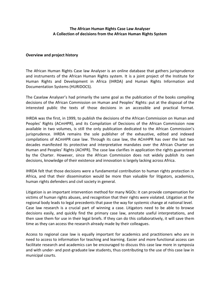 the african human rights case law analyser a collection
