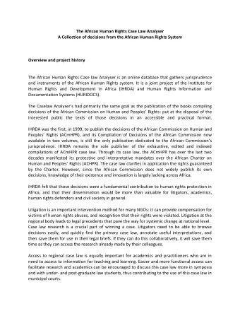 The African Human Rights Case Law Analyser  A Collection of decisions from the African Human Rights