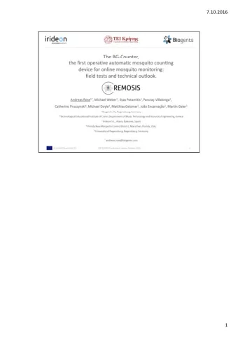 7.10.2016  1  7.10.2016 Abstract: As part of an autonomous mosquito trap station, the BG-Counter